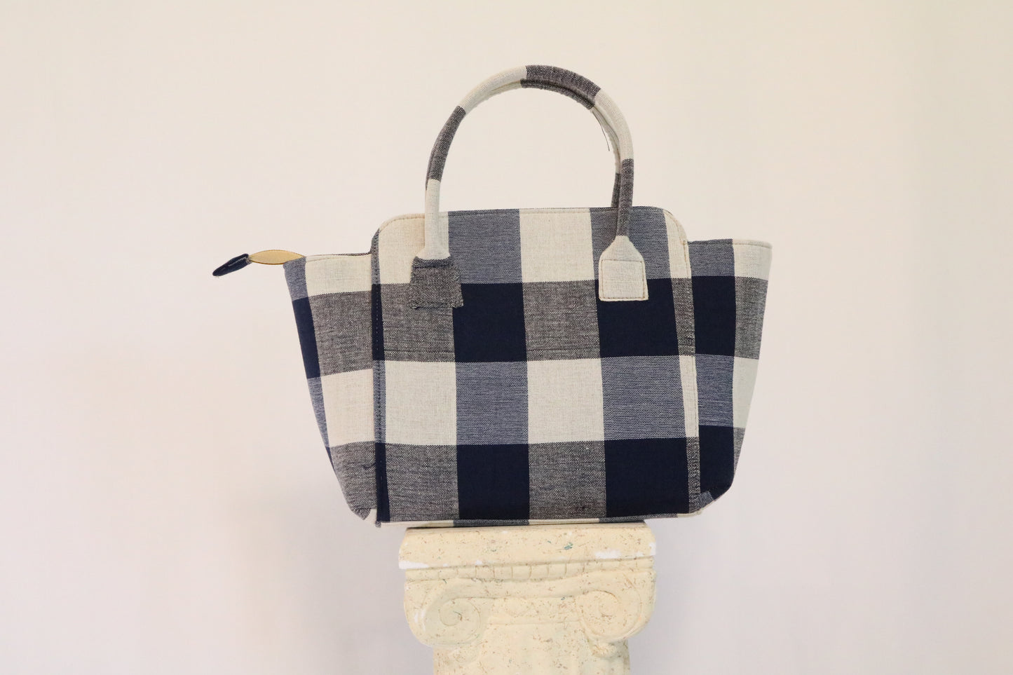 Navy Checked Handbag, Handmade from Thailand
