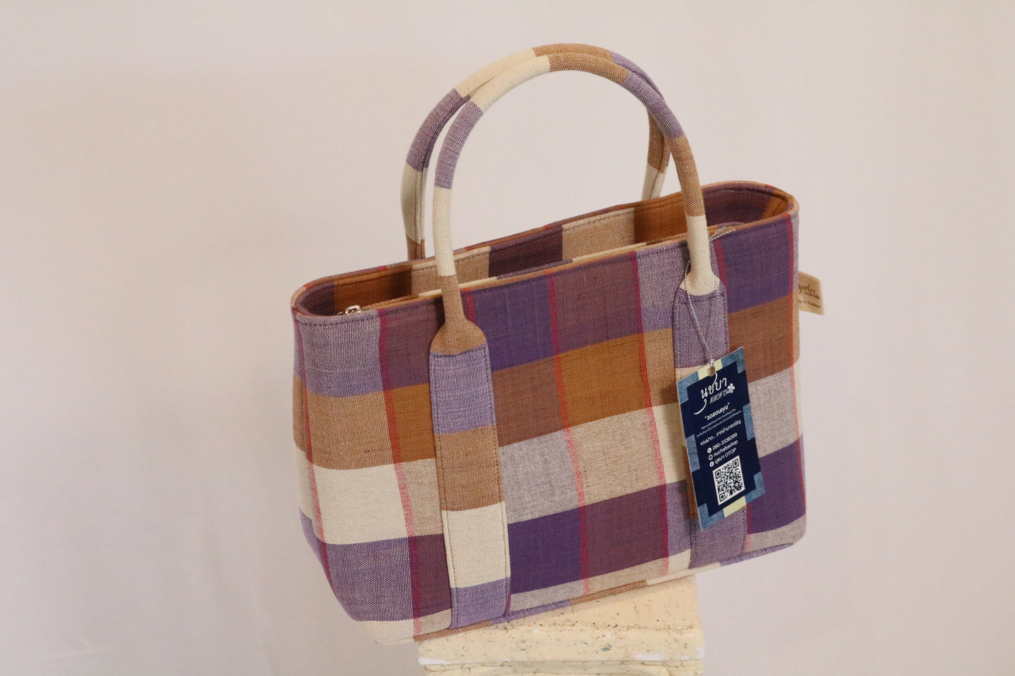 Mini Zip Handbag Stripe, Handmade