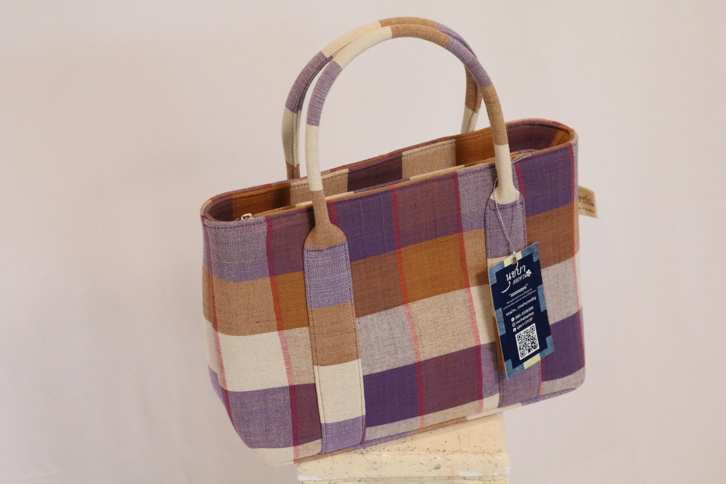 Mini Zip Handbag Stripe, Handmade